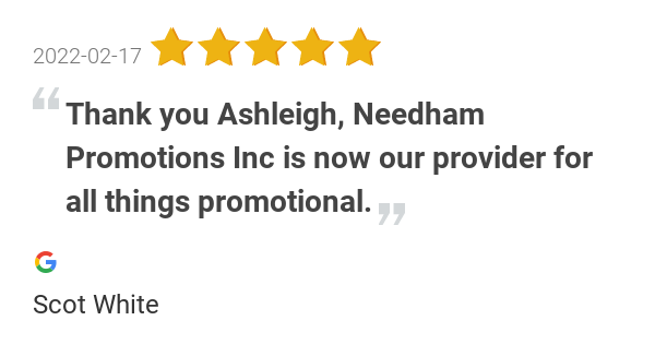 NeedhamPromo's tweet image. New 5.0-star Review: "Thank you Ashleigh, Needham Promotions Inc is now our provider for all things promotional....