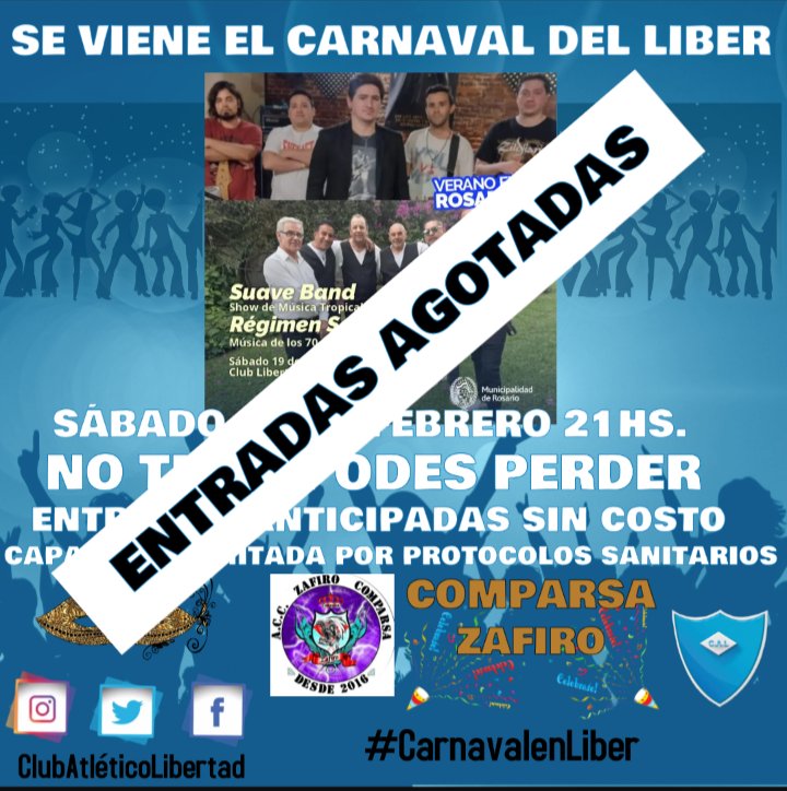 📢📢 ATENCIÓN 📢📢
ENTRADAS AGOTADAS ‼️

#VamosLibertad 
#101años
#Carnavales2022 
#NosBailamosTodo