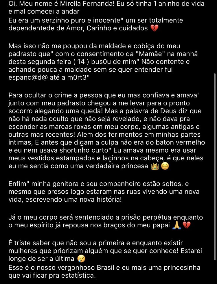 gigtsccp's tweet photo. E o ser humano consegue me fazer ter mais ódio cada dia q passa… #justicapormirella https://t.co/JslGf6jtPh