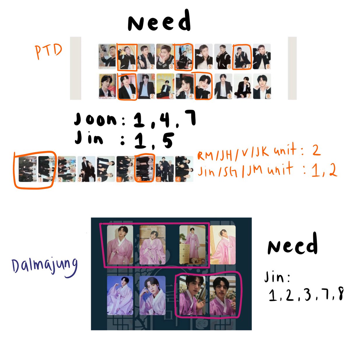 rkivemon912's tweet photo. WTT PTD MINI PHOTOCARD / DALMAJUNG MINI PHOTOCARD

have: see pic 1
need: see pic 2 

us only! 

@BTS__TRADING @pctradeusa @BTStrading_USA @photocard_kpop @kpopctrades @btstradebot @KTradesUSA_ @BTSTradingPC https://t.co/XEKyF08cVi