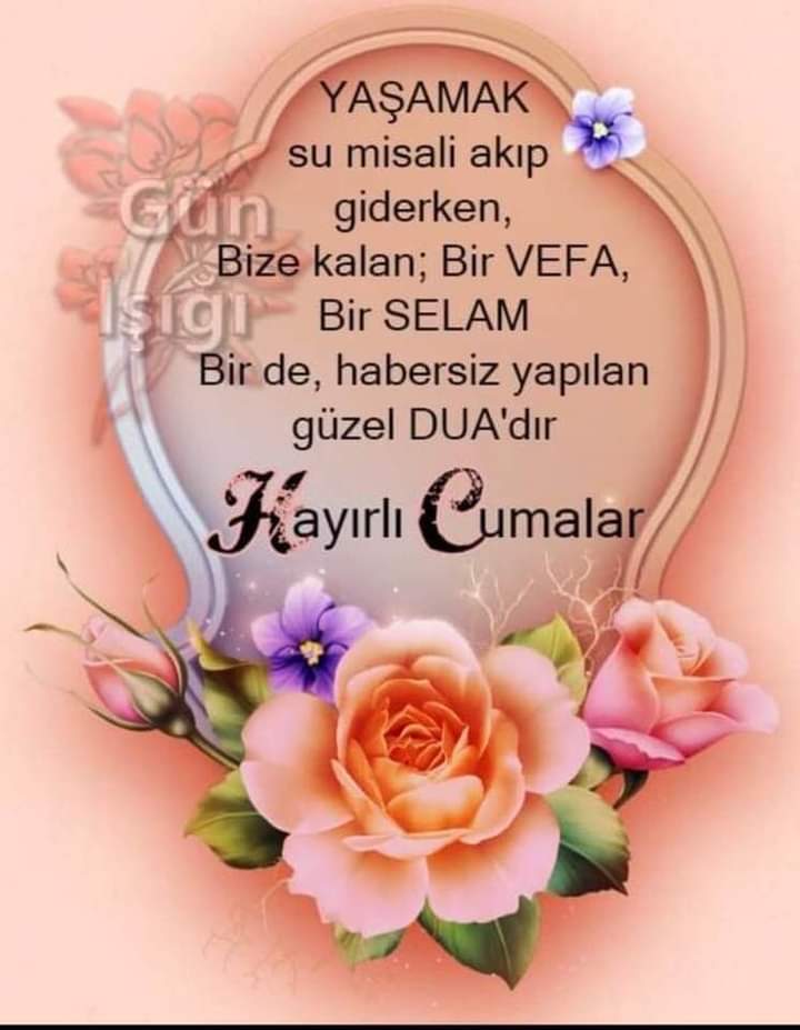 SELÂM ALEYKÜM SABAHINIZ HAYIR GÜNÜNÜZ AYDIN CUMAMIZ MÜBAREK DUALARIMIZ KABUL OLSUN İNŞALLAH