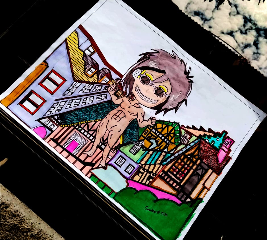 Snackeee_'s tweet photo. Here is my entry for the art contest Bros, since Attack on titan has been stuck in my head just binge watching it from beginning to the latest I had an inspiration for this. @SmallBrosNFT @akaRvph @AkaKeev @YourBroXav
#brocontest https://t.co/7q4EVllyPb