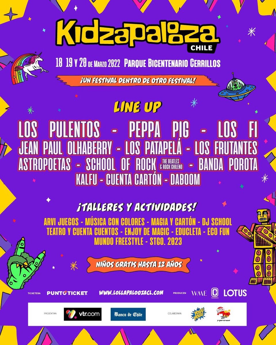 LosPatapela's tweet photo. Se viene @lollapaloozacl ... ¡y allí estaremos!... en el escenario de #Kidzapalooza 🙌

Pronto información del día y hora 👣😃🎶

#lospatapelá #músicainfantil #músicaparaniños #swing #gypsyjazz #klezmer #manouche #mocilyc @mye_chile @CRINChile @TeVeoChile https://t.co/J8W6XKBpX9