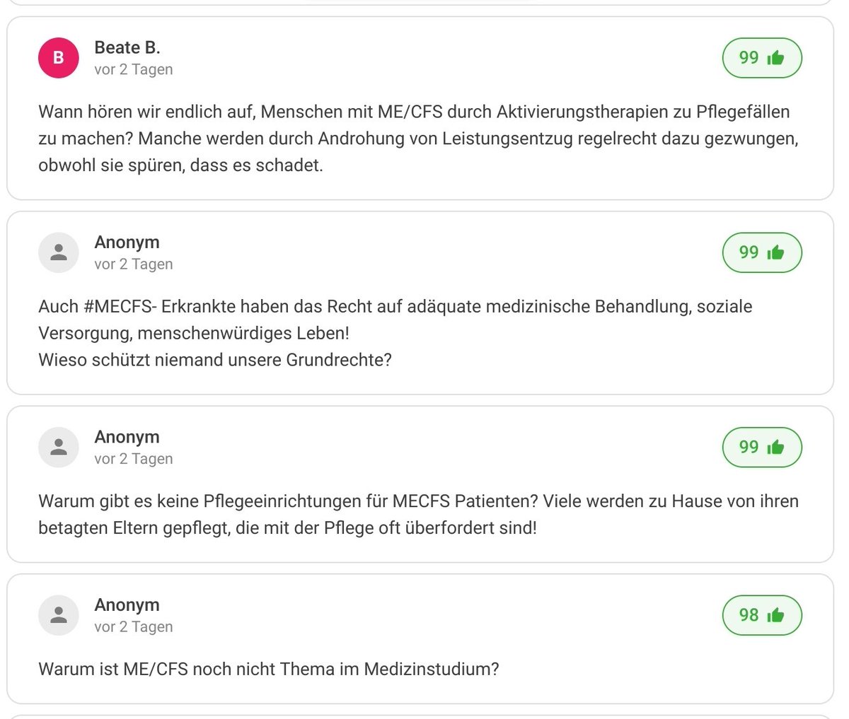 BettinafightsME's tweet image. Aktion "1 Std. mit Karl Lauterbach": die Möglichkeit, vorab Fragen an den #Gesundheitsminister zu stellen, wurde kürzlich geschlossen. Weiter möglich ist jedoch das #UPVOTING von bereits gestellten Fragen z.B.👇! Liebe #PwME bitte votet #MECFS hoch unter 👉app.sli.do/event/uQ4pTLJs…