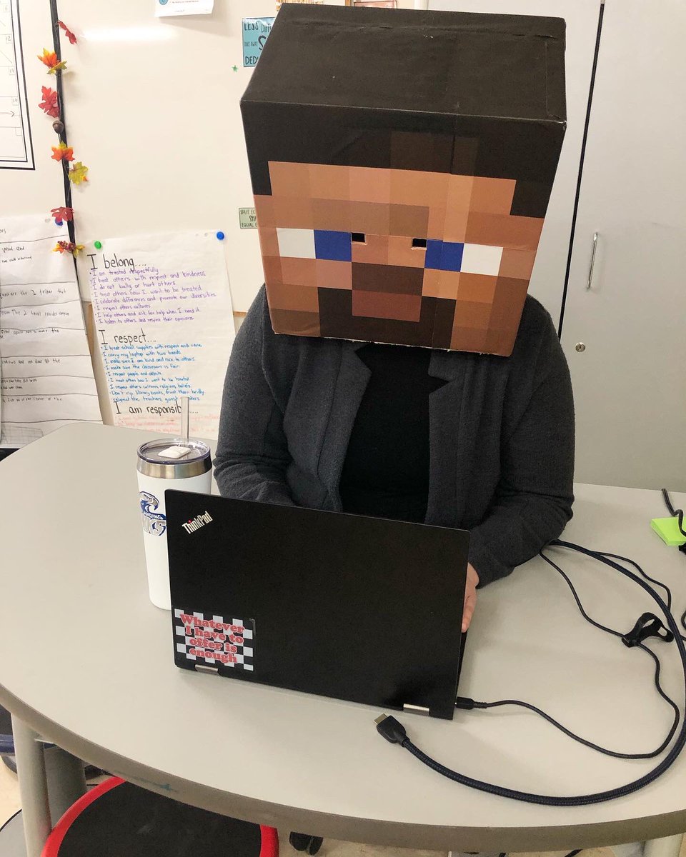 Minecraft Steve taught my class today. He was treated like a real life celebrity walking around the school! <a href="/HarbourLandSch/">Harbour Landing</a> <a href="/RegPublicSchool/">Regina Public Schools</a>