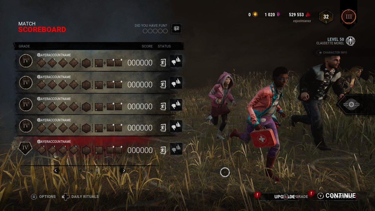 JustiniansJCT's tweet photo. @DeadByBHVR This HAS to be a bug, right? No points earned after escaping! Can sum1 plz EXP #JustiniansJCT #PS4share https://t.co/8Dppw0qn8Y