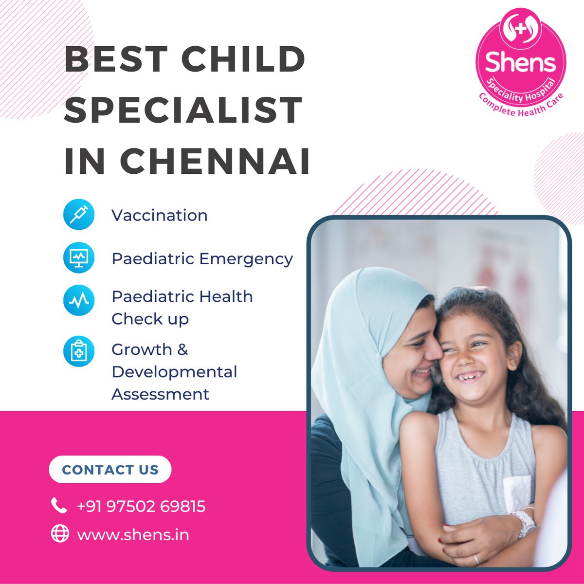 ShensHospitals's tweet photo. Shens Hospital is one of the best child specialist hospitals in Chennai where they treat the children as their precious assets by providing super speciality health care services exclusively designed for child care.
+91 9750269815 / https://t.co/wvId7rG6fY
#PediatricService https://t.co/X22dTWH2jy