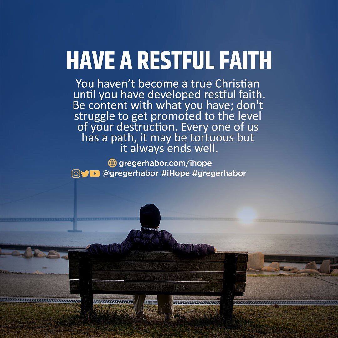 gregerhabor's tweet photo. Rest, and God will take care of the rest!
#gregerhabor #iHope #ihope #restongod #hopeambassador #havefaithingod #hopemessage #inspiringwords #wordsofhope https://t.co/lvzhjrUprZ
