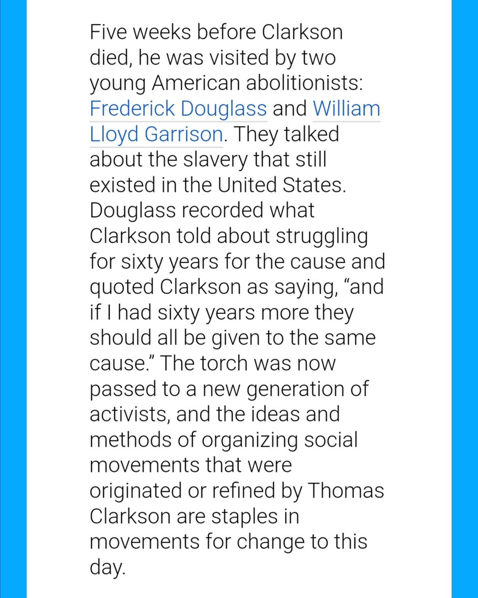 JasonTurner1966's tweet photo. Google "Thomas Clarkson," a Abolitionist from my hometown Wisbech, Cambridgeshire in England. He basically lead &amp; succeeded in Abolishing the Slave Trade throughout the then British Empire. #ThomasCarkson #FrederickDouglass #abolishonist @wisbechmuseum @FreedomCenter #Slavery https://t.co/JK8zktYiqk
