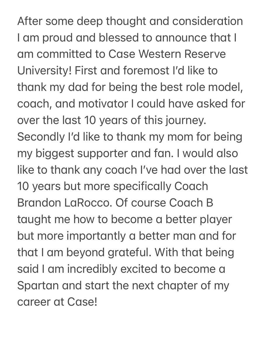 CadenParlett22's tweet photo. After some deep thought I am excited to announce that I am committed to Case Western Reserve University! Thank you to my Family and all my coaches who have supported me along the way! @CWRUFootball @westcoastpreps_ @coachlarocco @DanielJPoulter @NVR_Sports https://t.co/v6qOBAOcEf