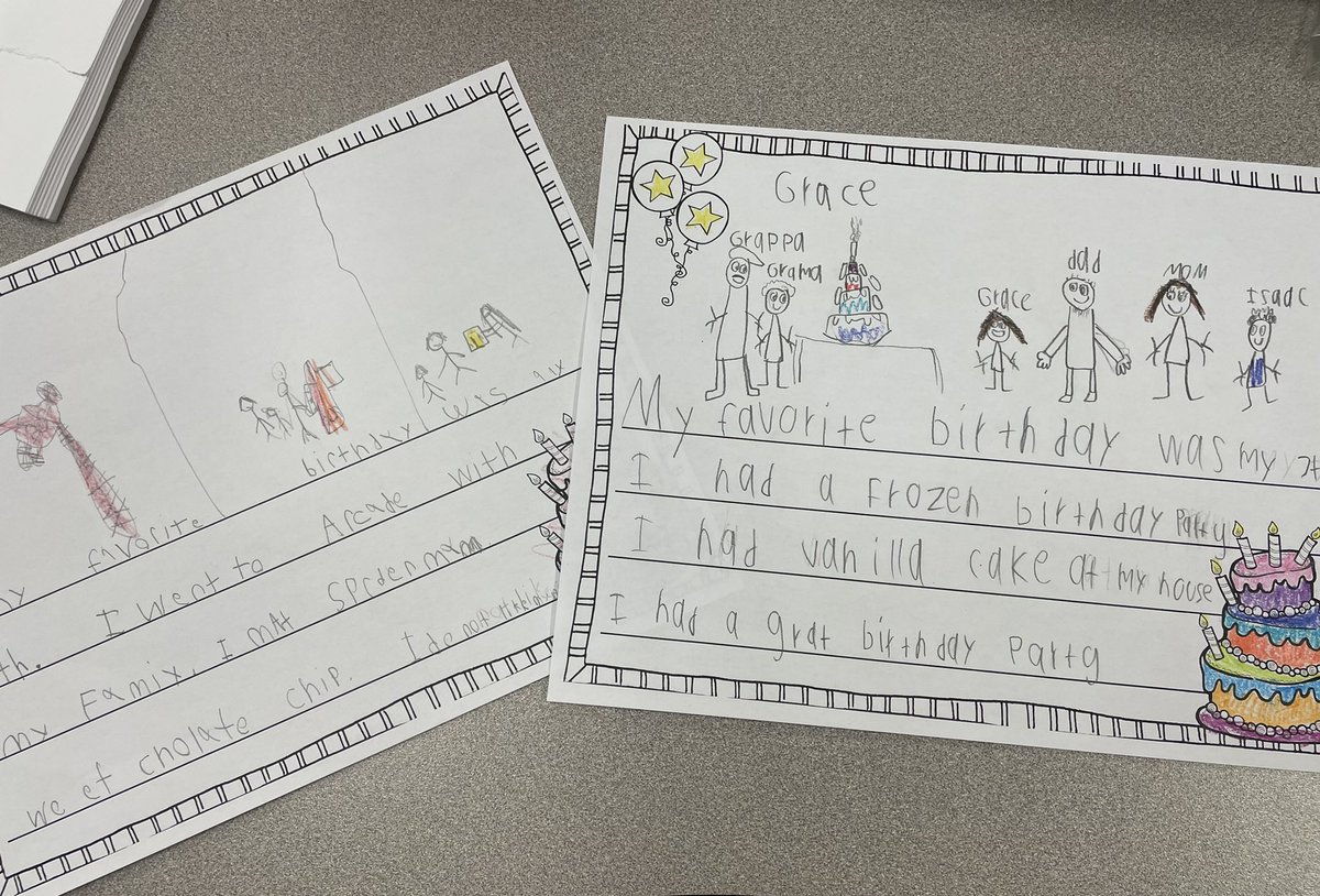 KatelinNolan1's tweet photo. Another week, another writing prompt… this time about our favorite birthday! These stars have worked hard on their writing and it is showing! #ShineOn @SCESStars https://t.co/50WOBt21IK