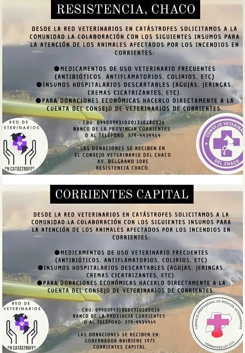 LucianaFzz's tweet photo. Cuenta del Consejo de Veterinarios de Corrientes.
CBU: 0940099310001310280026
Compartir! 🙏🏼🔥 https://t.co/um9F6AzWtr