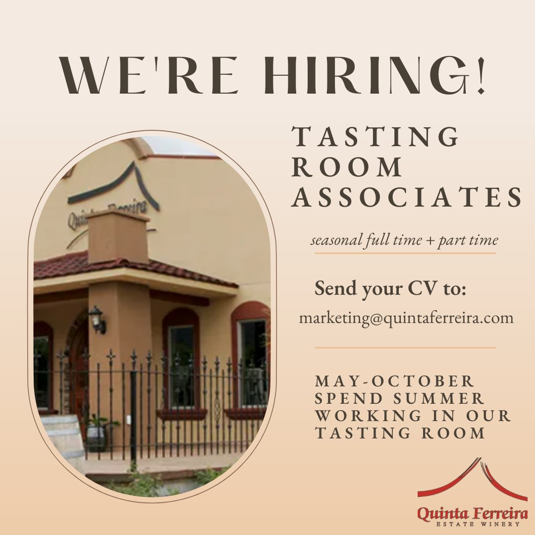 We are getting ready for what is expected to be a busy summer season! Want to be a part of the 2022 summer Quinta Ferreira team? Send us your resume.