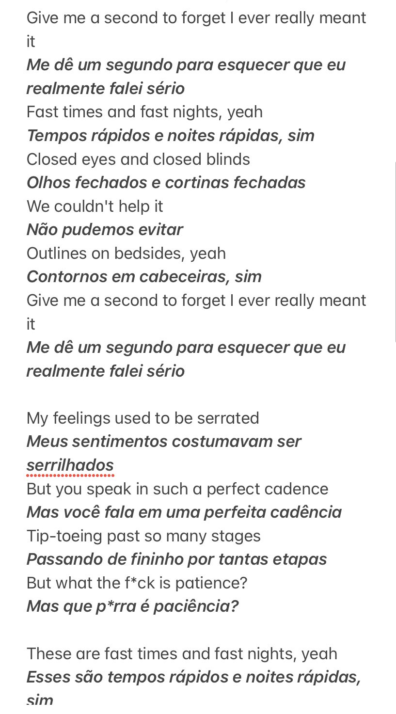 Sabrina Carpenter Brasil on X: Letra e tradução completa de “Fast