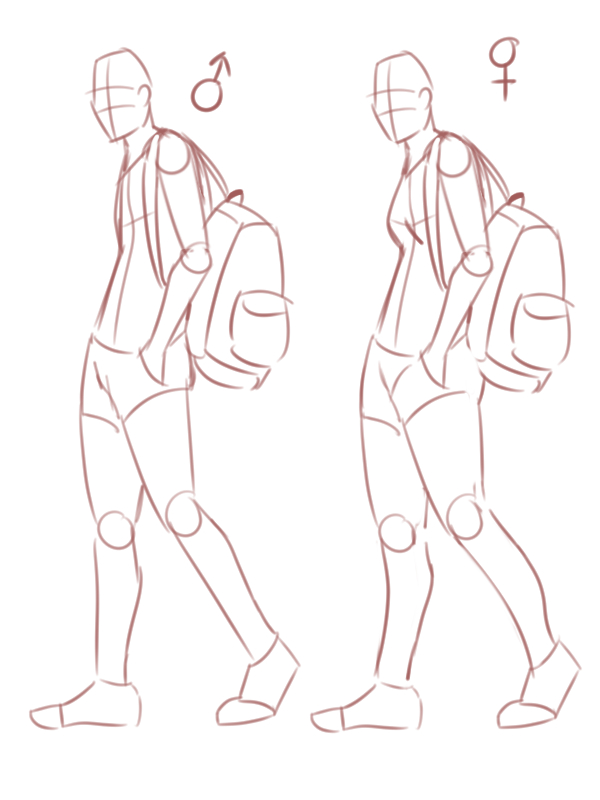 max, they/them on X: male/female standing pose, slightly slouching, with  bookbag #pose #reference #drawing #art  / X