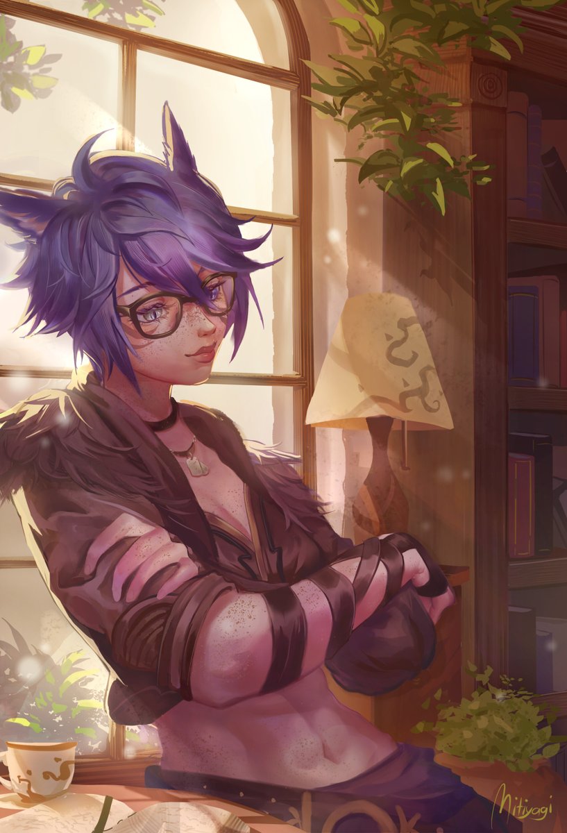 Mitiyagi's tweet image. Got commissioned by @PipYoc to draw their FFXIV character, Yoco!