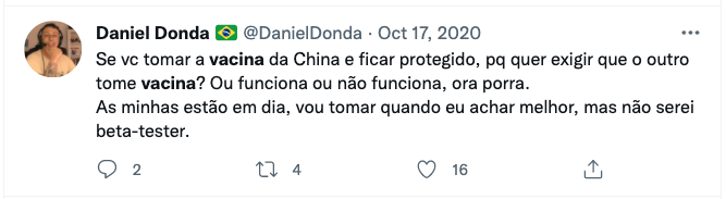 danielcuri's tweet photo. @AccentureBrasil Extremamente desagradável esse funcionário de vocês. Ok, entendi que ele é de direita e antivacina. O problema é que ele fica entrando em vários perfis e perturbando as pessoas com seus replies inconvenientes. Um completo sem-noção. https://t.co/1bBrCUiMFT
