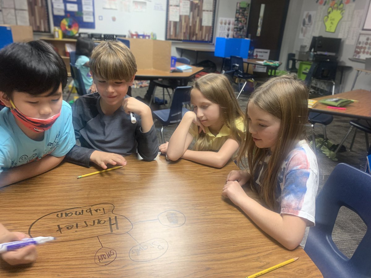 Book Clubs working on character traits and finding evidence to prove it before we added it to the word web. They had some interesting conversation about Harriet Tubman. #HumbleISD_FCE #FCE2122 #BlackHistoryMonth #CardinalPride