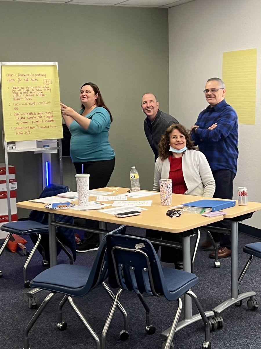 StaceyAdame3's tweet photo. Engaging in an ideation activity ⁦⁦@EdEscondido⁩ to eliminate barriers to our students’ success! ⁦Our AM teams came up with 4 great ideas to prototype. @EUHSD #AdultEducation ⁦@ETCN_SanDiego⁩ #ElevateCA ⁦@CCAEState⁩ https://t.co/EHFffoMRIv