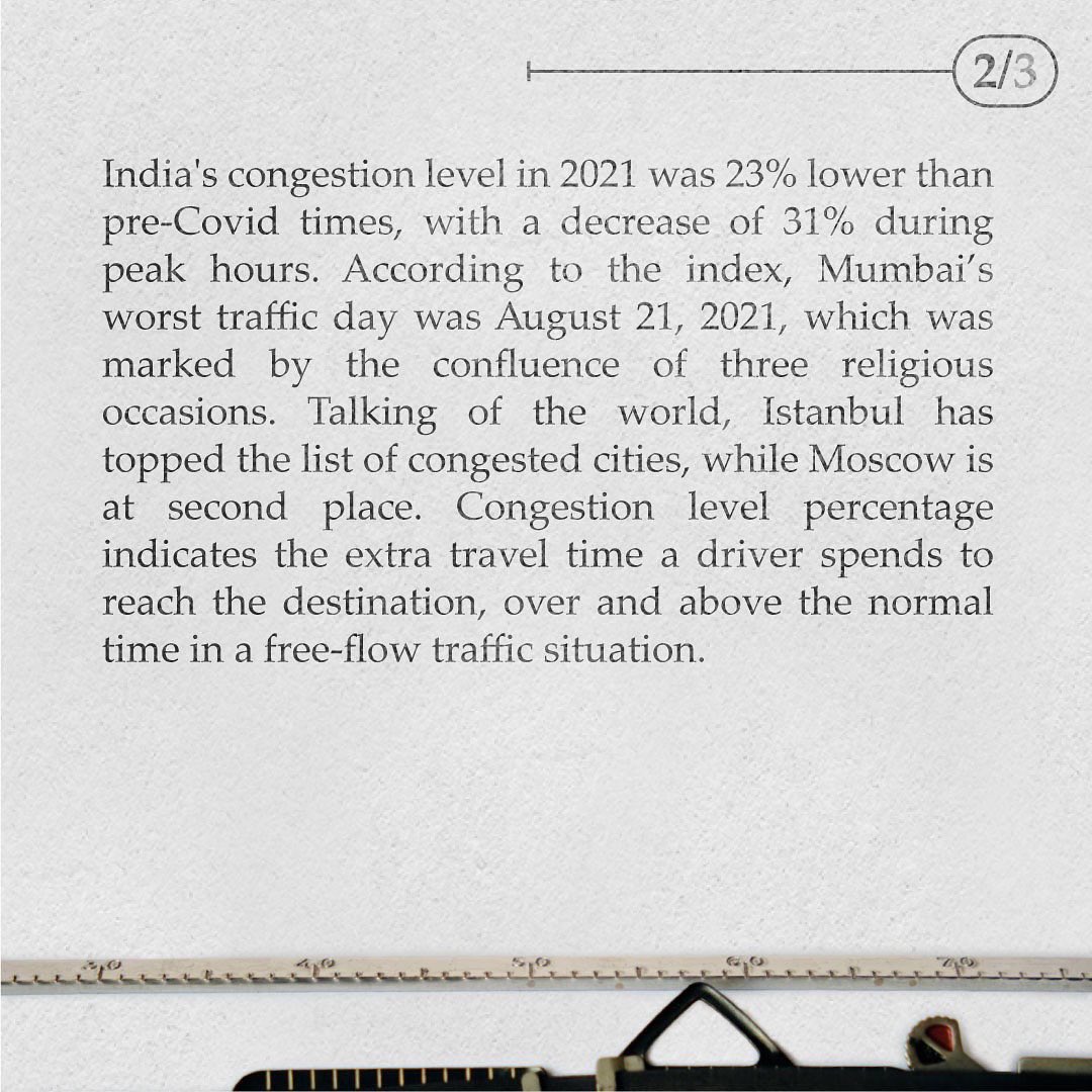 yessecurities's tweet photo. World’s most congested cities: Mumbai at number 5
.
.
.
.
.
Disclaimer: https://t.co/HAWxCbmCtM
#Mumbai #Bombay #Delhi #Pune #Bengaluru #Pandemic #MumbaiTraffic #Cities #MumbaiCity #CongestedCity #India #Instanbul #Moscow #TomTom #ArtificialIntelligence https://t.co/PFS8ah8AJi