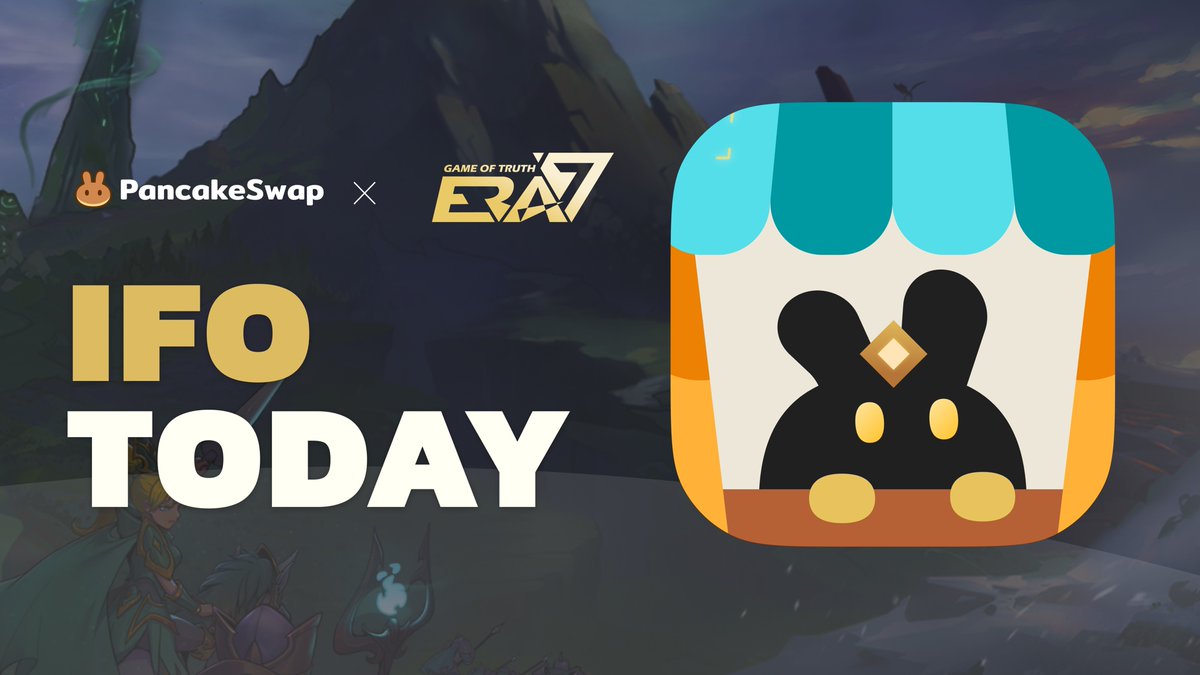 PancakeSwap's tweet image. ⚔️🐰 The Era7: Game of Truth #IFO is going live later today (09:00 UTC)!

Please note ⬇️
1) The staking period for the IFO CAKE Pool is now ended. To avoid congestions, unstake and prepare your CAKE in advance.
2) Enable smart contract in advance.

👉 pancakeswap.finance/ifo