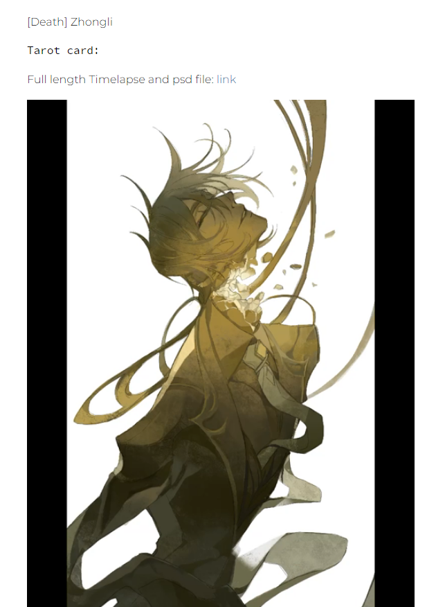 Feb 2022 Content 2: Zhongli Tarot Card, Full timelapse and .psd file. 