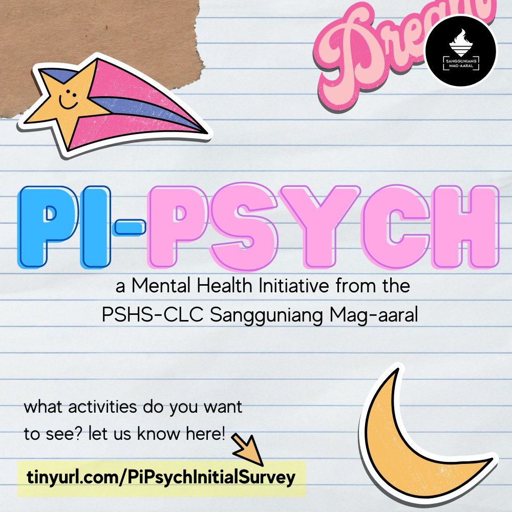 PSHS_CLC_SM's tweet photo. Hi, Scholars!

As the school year continues during the pandemic, we know that a lot of us are still struggling with our mental health. With that said, the Sangguniang Mag-aaral would like to launch “PI-PSYCH,” a mental health initiative that aims to help students through https://t.co/Pb2WrrHy2a