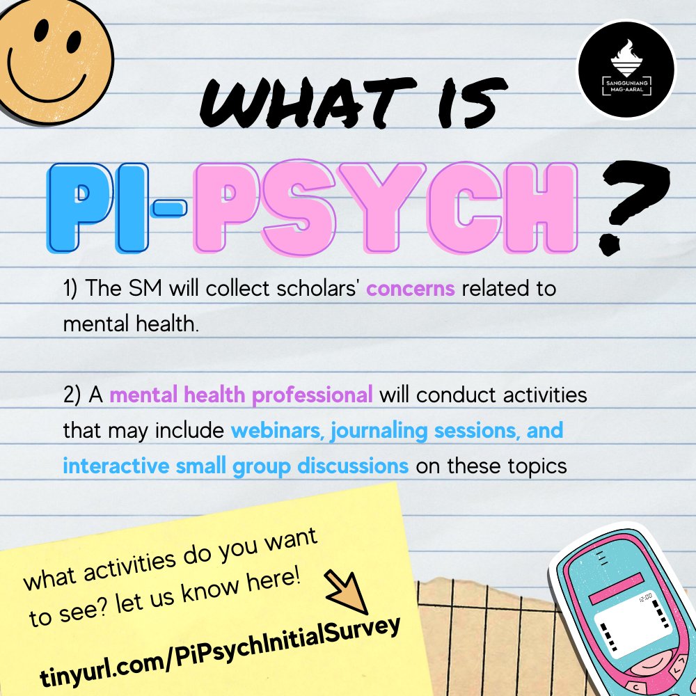 PSHS_CLC_SM's tweet photo. Hi, Scholars!

As the school year continues during the pandemic, we know that a lot of us are still struggling with our mental health. With that said, the Sangguniang Mag-aaral would like to launch “PI-PSYCH,” a mental health initiative that aims to help students through https://t.co/Pb2WrrHy2a