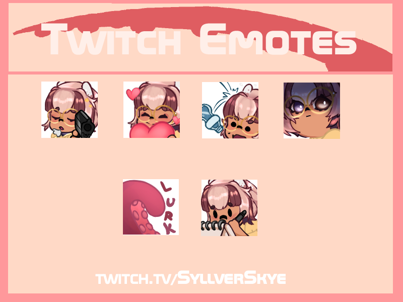 Never thought I'd ever do this but here are my emotes! Thank chat for the suggestions &amp; feeback. I had a lot of fun making them!  #Vtuber #ENVtuber #twitchemotes