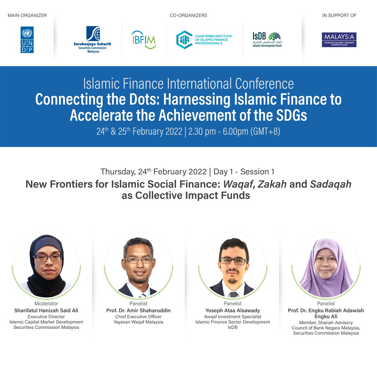 IBFIM's tweet photo. We have an exciting line-up of speakers for the two half-day virtual conference next week!
Register your seat now at https://t.co/9Pv7O6A0ep
View Programme Booklet at https://t.co/SJacsIRdSo
#ibfim #undpmalaysia #seccommalaysia #ciifglobal #isdbgroup #Islamicfinance #SDGs https://t.co/CVDJSdB5bj
