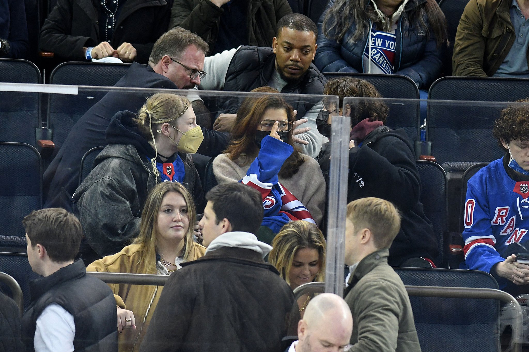 Tom Holland and friends at the Rangers v. Red Wings game in New