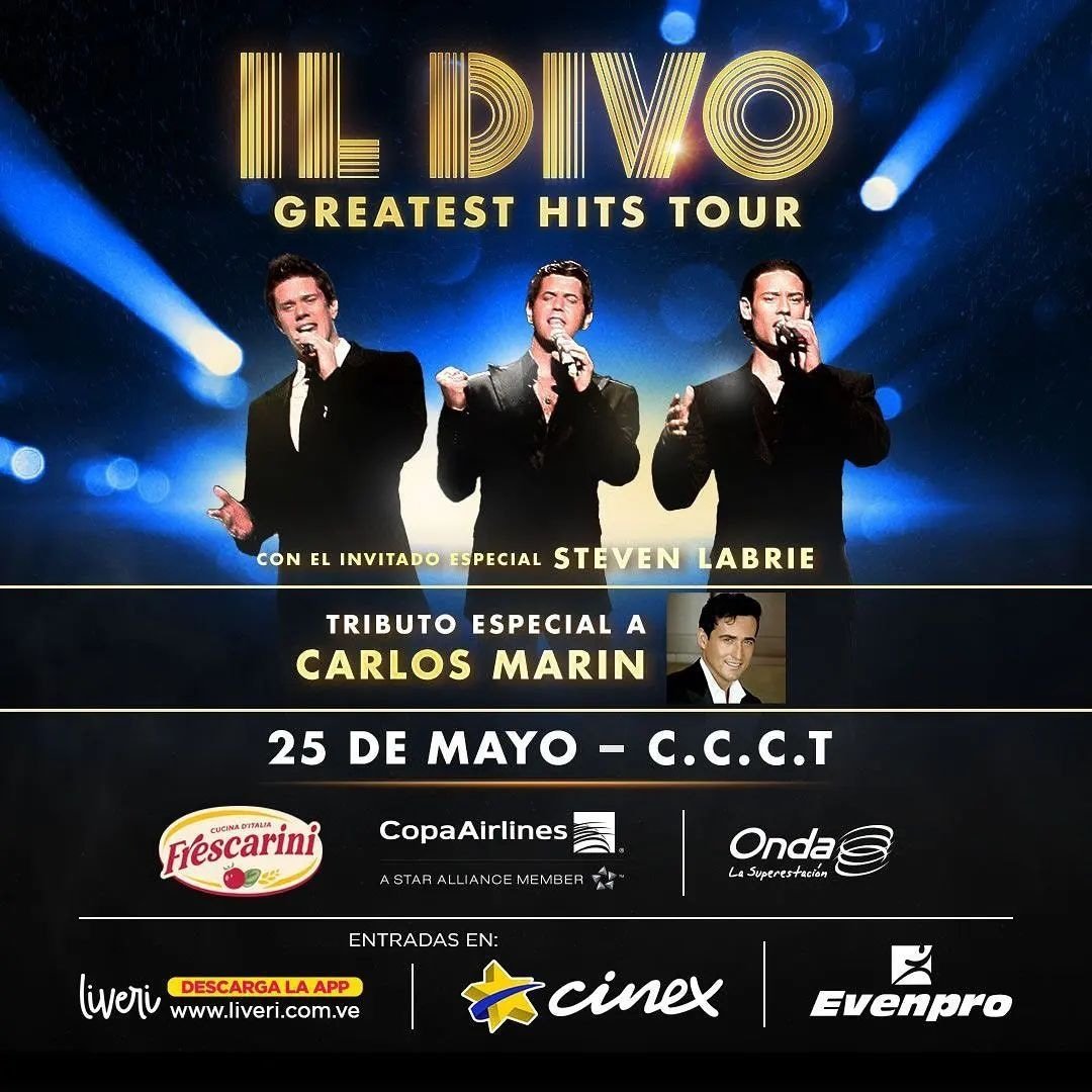 #IlDivo regresa a Venezuela. El concierto será el 25 de mayo en el CCCT e incluye un tributo a Carlos Marín, integrante de la agrupación que falleció en diciembre.

(📷: via <a href="/Evenpro/">Evenpro</a>)  

#musica #caracas