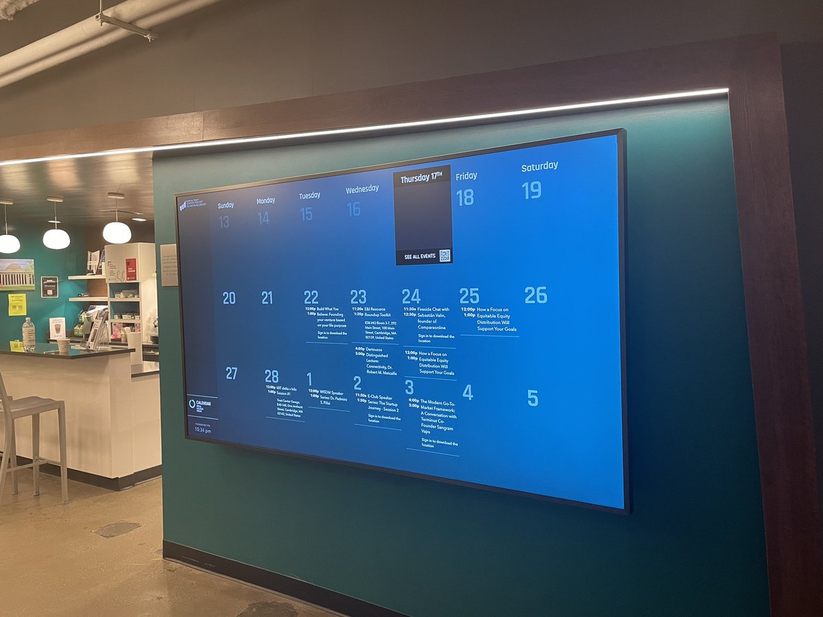The new digital display <a href="/EshipMIT/">Martin Trust Center for MIT Entrepreneurship</a> is getting ready to accommodate bustling entrepreneurship event schedules! #MIT #Entrepreneurship