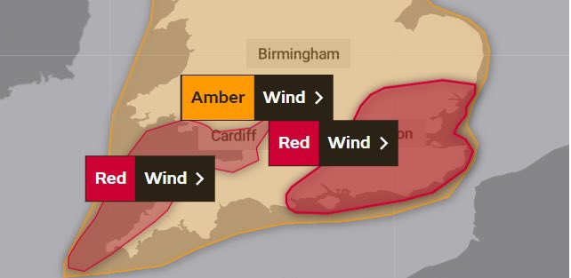 YourHereford1's tweet photo. NEWS | Met Office issues rare ‘RED WARNING’ for London, South East England, South Wales and parts of the South West as Storm Eunice hits UK. // 👉 https://t.co/w6Ioa9jIIb https://t.co/yrzlJrcnum