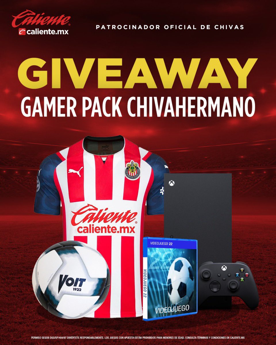 🚨GIVEAWAY CHIVAHERMANO🚨
 
¡GANA UN XBOX SERIE X, LA PLAYERA DE @CHIVAS, UN VIDEOJUEGO Y UN ⚽️ 🐐🎮!

1️⃣Dale RT y ❤️
2️⃣Sigue a <a href="/calientesports/">Caliente Sports</a> en TW e Instagram en este link 📲instagram.com/caliente_sport…
3️⃣ Comenta este tuit con tu usuario de Instagram y el #MásAcciónMásDiversión🔥