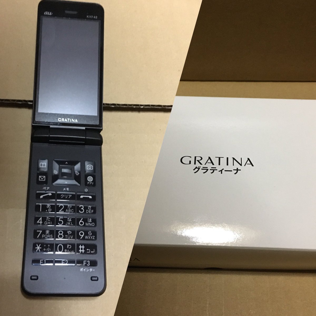 mugiwara_megane's tweet photo. au3Gガラケーが2022年2月28日に終了するので新携帯が届きました❗️これガラホです‼️少し使いましたがWiFi電波拾えました⚡アプリダウンロード出来るかも知れないので色々試してみようと思います💪#au #3G #ガラケー #スマホ #ガラホ #GRATINA #グラティーナ https://t.co/ZZ8Ytw7eDA