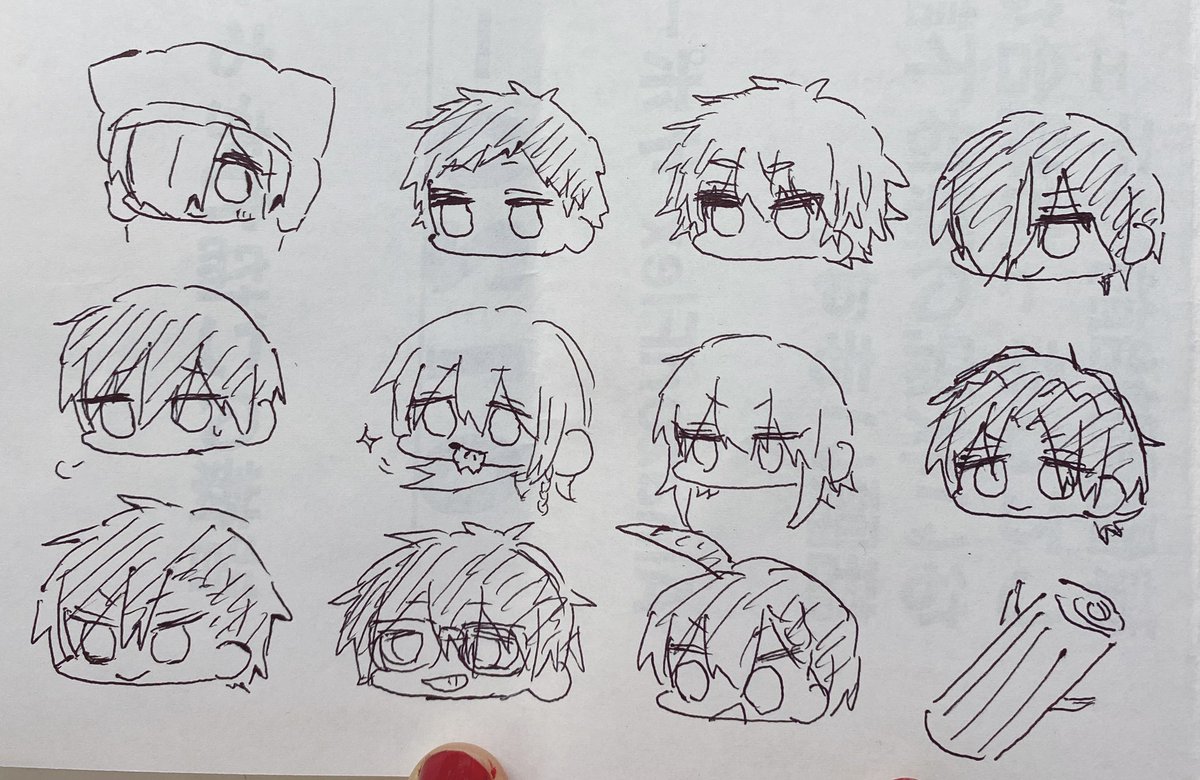 #文アル
仕事中描いてたうろ覚え文豪たち。いま確認したら全然違ったし当初も「ちがうな…」って思いながら描いてた。
誰が誰だか分かるかなー??… 
