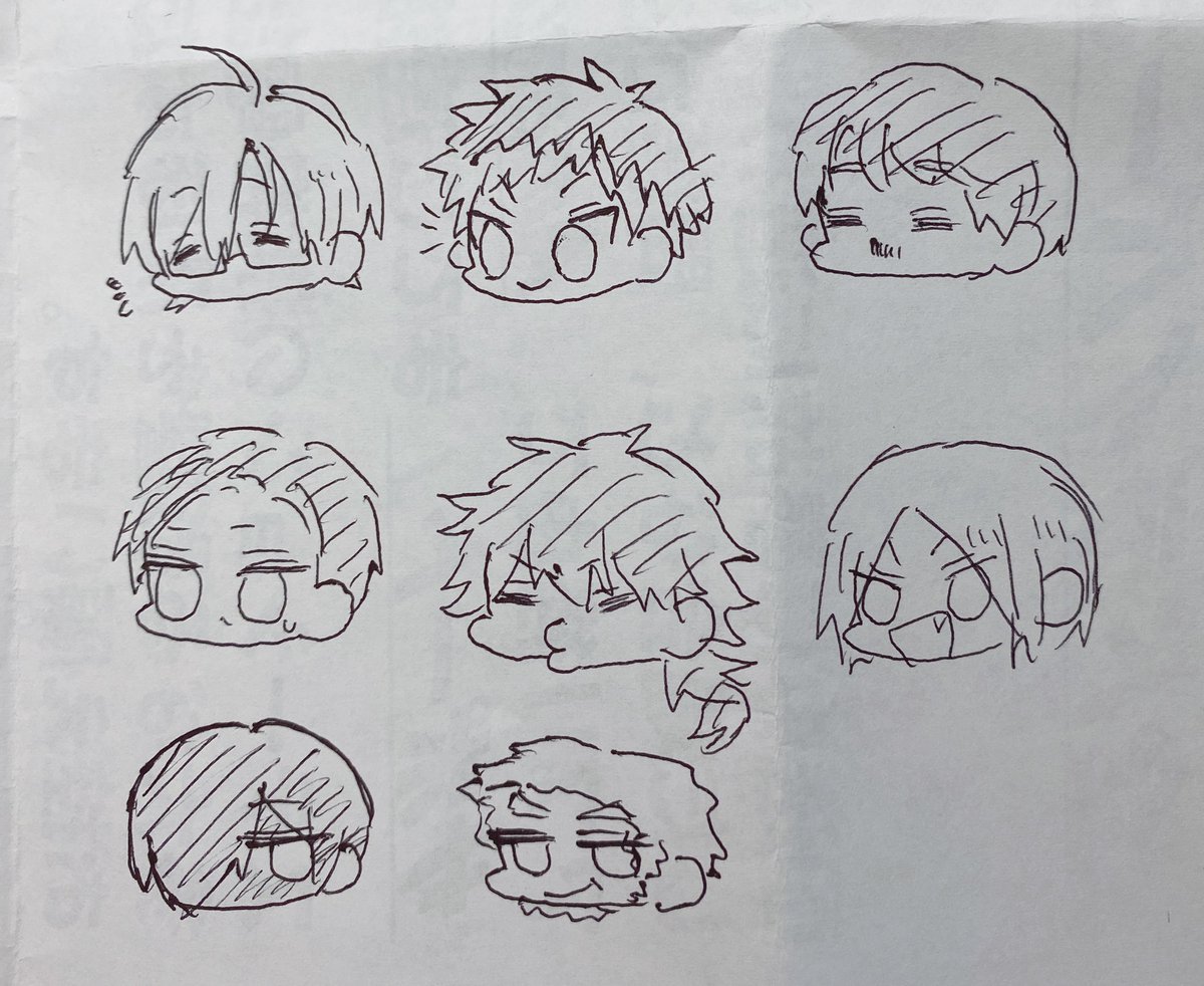 #文アル
仕事中描いてたうろ覚え文豪たち。いま確認したら全然違ったし当初も「ちがうな…」って思いながら描いてた。
誰が誰だか分かるかなー??… 