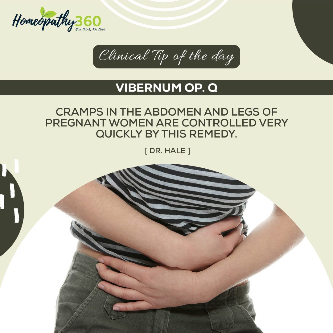 homeopathy360's tweet photo. Vibernum Op. Q: Clinical Tips by Dr. Hale

CRAMPS IN THE ABDOMEN AND LEGS OF PREGNANT WOMEN ARE CONTROLLED VERY QUICKLY BY THIS REMEDY.
 [Dr. Hale]
Read More Clinical Tips: https://t.co/CpVKtuAuTL
Searching tags:  #Vibernum, #DrHale, #clinicaltips, #homeopathy, #homeopathic, https://t.co/7UxjU7Fh2h