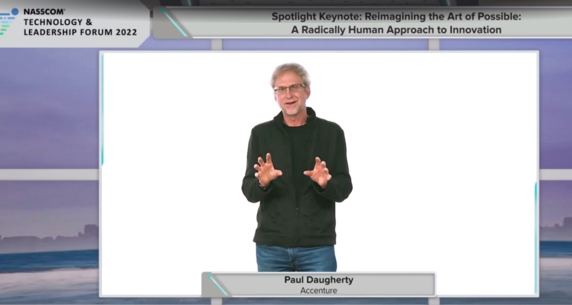 <a href="/pauldaugh/">Paul Daugherty</a> Four New realities of today
1. New realities of Experience: Human Experience 
2. Technology is a centre-stage 
3. Work became time and location independent 
4. Sustainability is a key part of business

#Nasscom_TLF
