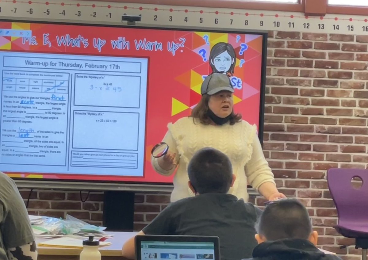 Team_Kamas's tweet photo. Seriously, I want to be in her class. First, a number sleuth. Next, a triangle dating game! How much fun is 6th grade math with @Kris10Etheridge? @CDFulkes_MS https://t.co/vV4uHF6Yka
