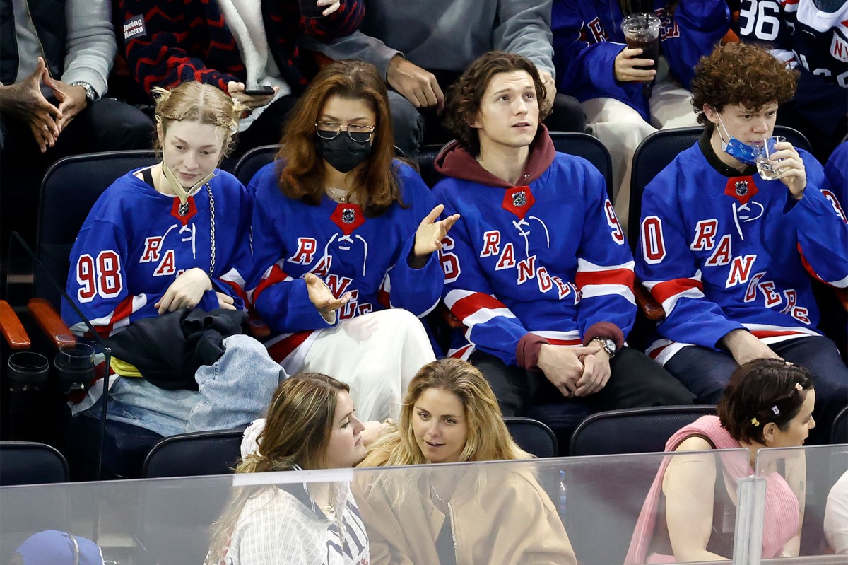 PageSix's tweet photo. Zendaya, Tom Holland, and 'Euphoria' star spotted at Rangers game https://t.co/ABEJQQMmVn https://t.co/oOxzWT3RIl