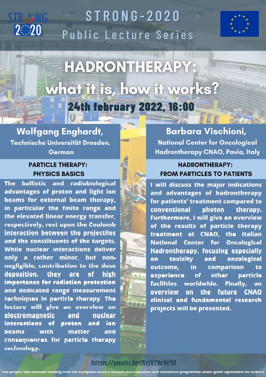 MattersPhysics's tweet photo. There will be a public lecture about hadrontherapy on February 24th from the #Strong2020 Community. Everyone is invited to join the live session at  https://t.co/7bPO9Sy1cQ. #physics #therapy https://t.co/1eu0vEHd8r