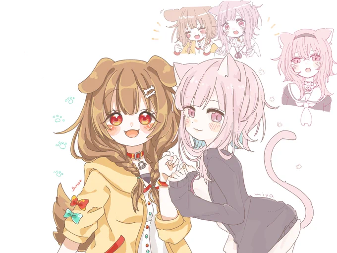 りゅね( @lune_ichigo100 )と絵チャしたよーー🍙🥐 