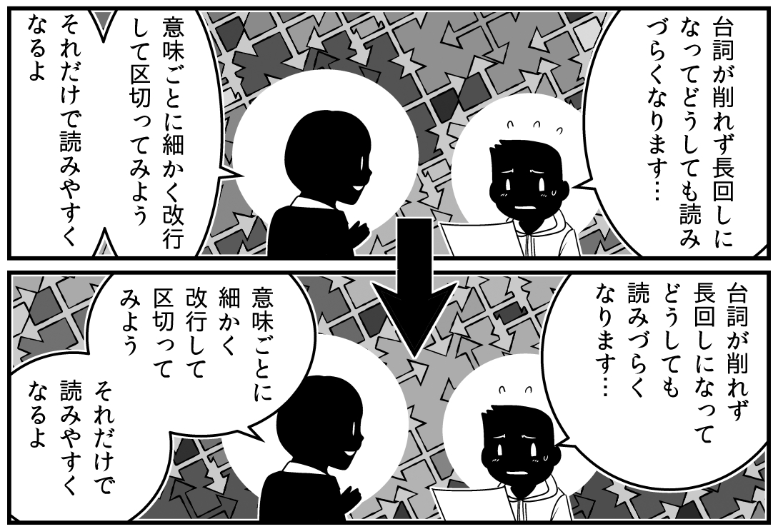 簡単に少し漫画の台詞を読みやすくする工夫。 