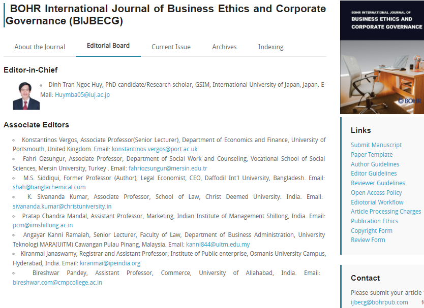 BOHR_BIJBECG's tweet photo. #BOHR International Journal of Business Ethics &amp; Corporate Governance covers all areas in #Business #Shareholders
The journal’s editors include brilliant minds from University of Portsmouth, Mersin University, Christ Deemed University
@BrianCAlbrecht @HarrisPolicy @bohrpublishers https://t.co/FfoBIP54oL