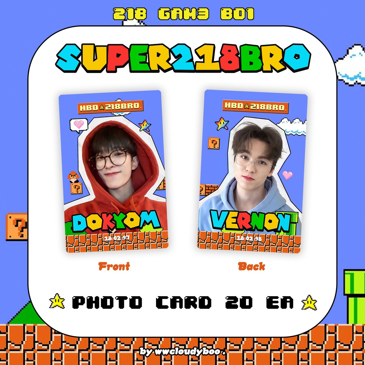 wwcloudyboo's tweet photo. 🍄 𝗴𝗶𝘃𝗲𝗮𝘄𝗮𝘆 𝗦𝗨𝗣𝗘𝗥 𝟮𝟭𝟴𝗕𝗥𝗢 ⭐

❥ Ref: Super Mario
❥ Photo Card 20 EA
❥ 26 feb 2022 (time TBA)
❥ at So Soul Spacebar 🍰🥤

#BestPartWithSeokmin 
#กะรัตพระเวสสันดร 

(พิมพ์ชื่อซอกมินผิดนิดหน่อย ขออภัยด้วยคับ ㅠㅠ) https://t.co/r44KQuGsr7