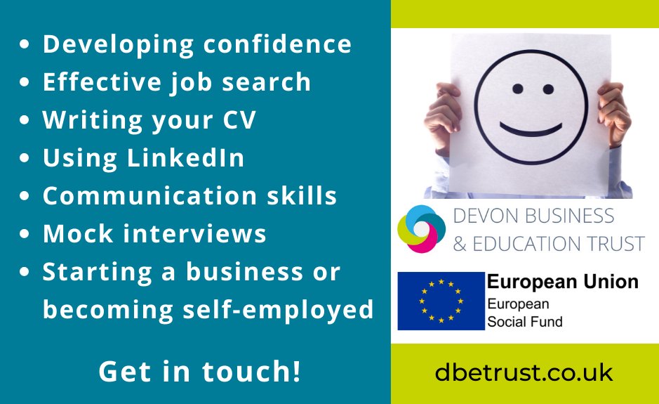 DBETrust's tweet image. We still have spaces available on our career mentoring programme! Get in touch if you'd like support or want to know more: dbetrust.co.uk/programmes/car…

@Exeter_Works @Exeter_Hour #Employment #community