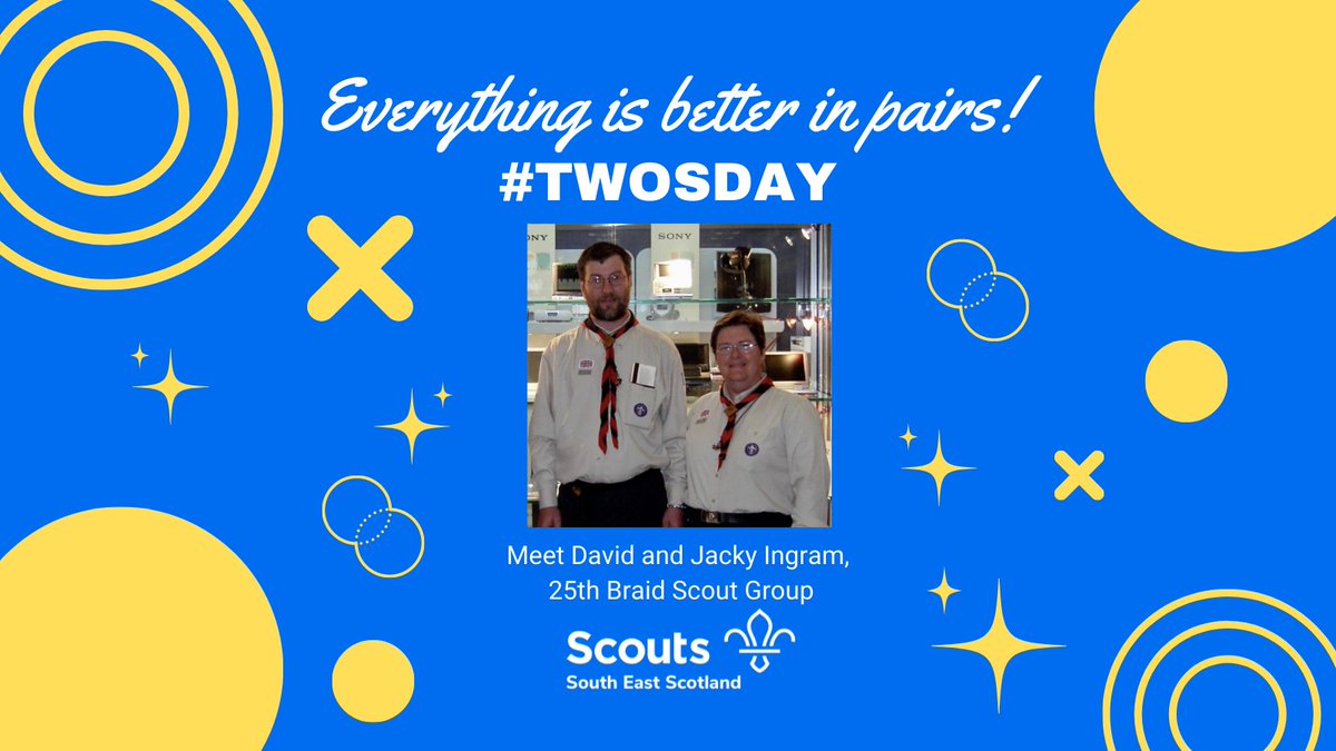 sesscouts's tweet photo. 1/2 On #TWOSDAY we celebrate everything in pairs! Meet David and Jacky Ingram of the 25th Braid Scout Group and read their Scouting story. Why not come and try volunteering with Scouts with a friend or colleague? Anytime! No experience, no problem. Visit https://t.co/5BUKssQ0dD https://t.co/n6mPx0a1xq