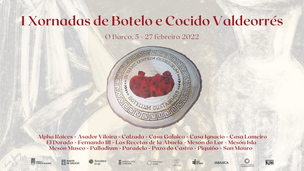 ConcellodoBarco's tweet image. CONTINÚAN AS I XORNADAS DO BOTELO E O COCIDO VALDEORRÉS
Son 17 os restaurantes participantes nas I Xornadas do Botelo e o cocido valdeorrés. 
Non hai excusas para non degustar botelo e cocido neste mes de febreiro!